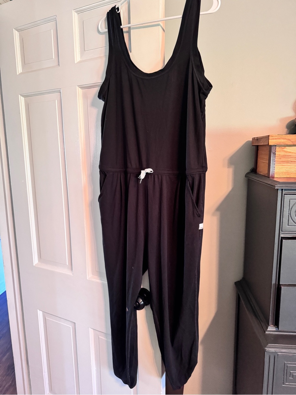 Vuori Black Sleeveless Drawstring Romper